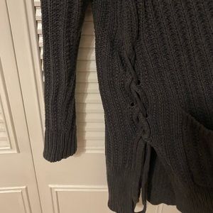 Express cozy long sweater with ties